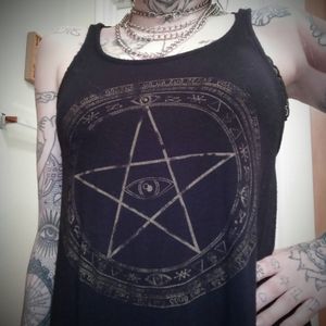Witchy pentacle black dress small